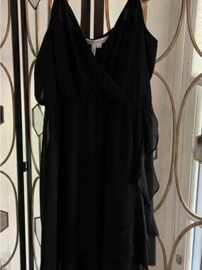 BCBGeneration Black One-Shoulder Ruffle Evening Dress